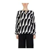 Abstrakt Print Langermet Bluse