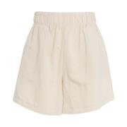 Beige Linblandet Høytlivsshorts