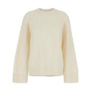 Beige Strikket Crewneck Genser