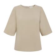 Beige Cady Bluse Rund Hals