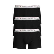 Sort Bomull Boxershorts, Elastisk Midje, Kontrastdetaljer, Logo