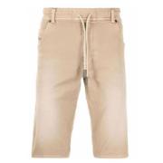 Snøring Denim Shorts i Beige