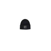 Luksus Svart Ull Beanie Lue