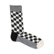 Geometriske Crew Socks Optisk Illusjon Stil