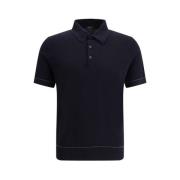 Slim Fit Strikket Poloskjorte Korte Ermer