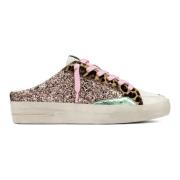 Multifarget Glitter Sneaker med Leopard Detaljer