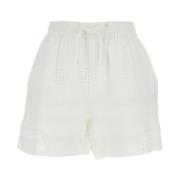 Hvit Blonder Detalj Bomull Dame Shorts