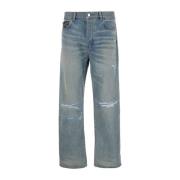 Blå Bandana Reparasjon Straight Jeans