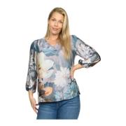 Silkebluse med Multifarget Print