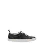 Svart Logo Tab Skinn Sneakers