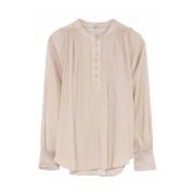 Smock Mansjett Bluse Sand