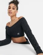adidas Originals 'Relaxed Risqué' fluffy knit rouched crop long sleeve...