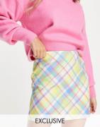 Noisy May exclusive mini skirt co-ord in pastel check-Multi