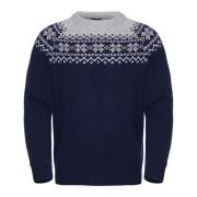 Gridarmor Men's Snøkrystall Round Neck Ullgenser Dark Navy/Light Grey/...