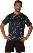 Asics Men's Road All Over Print Ss Top Performance Black