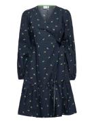 Nuebrar Wrap Dress Kort Kjole Navy Nümph