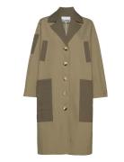 Heavy Twill Coat Tynn Kåpe Khaki Green Ganni