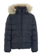 Essential Down Fur Hood Jacket Fôret Jakke Navy Tommy Hilfiger