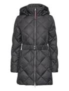 Elevated Belted Quilted Coat Fôret Jakke Black Tommy Hilfiger