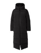 Slfjanina Long Puffer Coat Fôret Kåpe Black Selected Femme