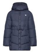 Belted Puffer Coat Fôret Jakke Navy Tom Tailor