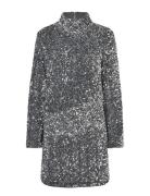 Shimmer Slim Dress Kort Kjole Silver Second Female