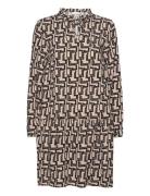 Feminine Printed Dress Kort Kjole Beige Tom Tailor