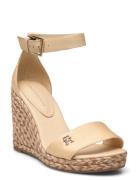 Colorful High Wedge Satin Sandal Sko Wedge Beige Tommy Hilfiger