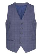 Checked Stretch Waistcoat Dressvest Blue Lindbergh