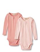 2 Rib Body L/S Lotta Bodies Long-sleeved Pink Wheat