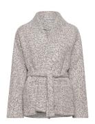 Wool-Blend Jacket With Belt Ulljakke Jakke Grey Mango