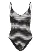 Mesh Effect V Neck Piece Badedrakt Badetøy Black Seafolly