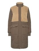 Hollie W Long Quilted Jacket Vattert Jakke Brown Weather Report