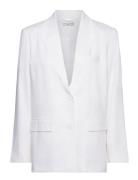 Linen Blend Blazer Blazers Single Breasted Blazers White Gina Tricot