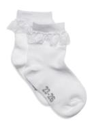 Ankle Sock W. Lace Sokker Strømper White Minymo