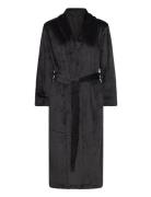 Robe Velours Long Quilt Morgenkåpe Black Hunkemöller