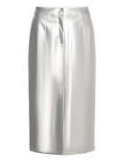 Visilver Hw Coated Skirt/Ls Knelangt Skjørt Silver Vila