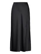 Satin Crepe A-Line Skirt Knelangt Skjørt Black Lauren Ralph Lauren