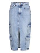 Onlposey Hw Midi Cargo Dnm Skirt Cro Knelangt Skjørt Blue ONLY