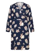 Carnova Ditte Life Ls Wrap Dress Aop Knelang Kjole Blue ONLY Carmakoma