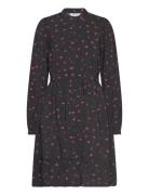 Mschvinaya Ladonna Shirt Dress Aop Knelang Kjole Black MSCH Copenhagen