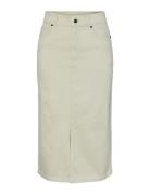 Yasdomana Hw Midi Denim Skirt S. Knelangt Skjørt Cream YAS