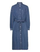 Tjw Chambray Midi Shirt Dress Knelang Kjole Blue Tommy Jeans