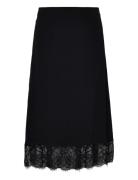 Lace Midi Skirt Knelangt Skjørt Black Tommy Hilfiger