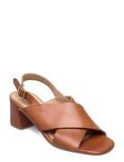 Sandals - Block Heels Sandal Med Hæl Brown ANGULUS