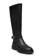 Hallee Tumbled Leather Tall Boot Høye Støvletter Black Lauren Ralph La...