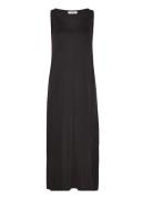 Mschlynette Sl V Neck Dress Knelang Kjole Black MSCH Copenhagen