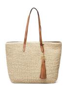 Straw Medium Whitney Tote Bags Totes Beige Lauren Ralph Lauren