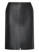 Briar Vegan Leather Midi Skirt Knelangt Skjørt Black Bardot