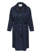 Kcelisa Trenchcoat Trench Coat Kåpe Navy Kaffe Curve